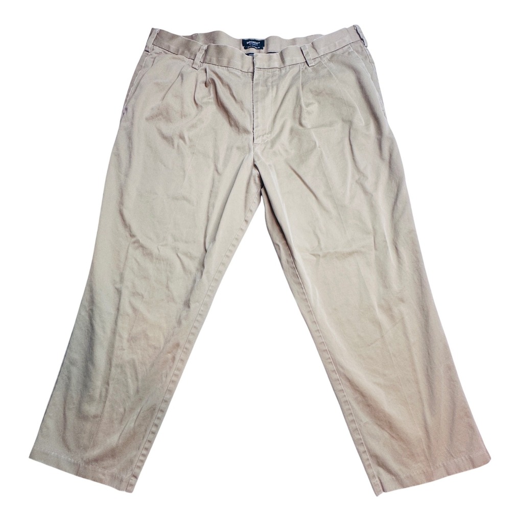 Dockers D3 Classic Fit Pants Mens 38x27 Chino Khaki Tan Pleated Cotton Casual